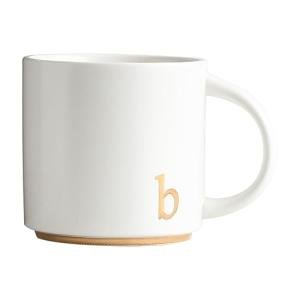 COLLECTIVE HOME - Monogram Ceramic Mugs, 15 oz Golden Initial Coffee Cups, Elegant Alphabet Tea Mugs, Elegant Personalized Mug with Gift Box, Luxurious Cups for Office and Home (b)