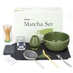 Joiish Matcha Whisk Set, 10-Pcs Matcha Kit, Bamboo Whisk and Bowl with Spout & Measuring Spoon & Cup, Japanese Tea Making Tools, Complete Matcha Gift Set for Starter, Mottled Green