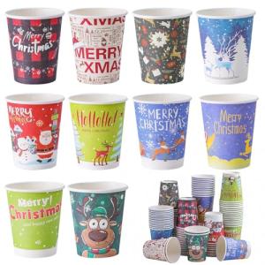 Sigilyer 120 Pcs Christmas Disposable Paper Cups 9oz Coffee & Tea Cup with 10 Holiday Designs Christmas Hot Chocolate Cocoa Cup Drinkware Xmas Drink Cups for Cold/Hot Beverage Winter Party Supplies