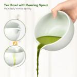 Joiish Matcha Whisk Set, 10-Pcs Matcha Kit, Bamboo Whisk and Bowl with Spout & Measuring Spoon & Cup, Japanese Macha Tea Making Tools Gift, Grey