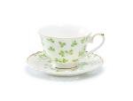 Gracie China Shop Grace Teaware Shamrock Fine Porcelain Tea Cup and Saucer Set with Pierced Design Hand Painted Gold Detailing, Regular