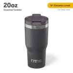 RTIC 20oz Essential Tumbler with Lid, Ceramic Lined, Insulated, Stainless Steel, Metal, Double Wall Vacuum-Insulation, Travel Cup for Iced Coffee, Tea, Hot and Cold Drink, Graphite