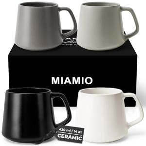 MIAMIO - Coffee Mugs Set of 4 / Large Ceramic Coffee Cups (14 oz) - Mug for Cappuccino, Tea, Espresso - Microwave and Dishwasher Safe - Luxe Collection (Classic Pastel)