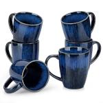 vancasso STARRY Ceramic Coffee Mug Set of 6, 16 Oz Tea Cups with Handle for Latte, Tea, Cappuccino, Milk, Cocoa, Microwave&Dishwasher Safe, Blue