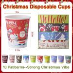 Sigilyer 120 Pcs Christmas Disposable Paper Cups 9oz Coffee & Tea Cup with 10 Holiday Designs Christmas Hot Chocolate Cocoa Cup Drinkware Xmas Drink Cups for Cold/Hot Beverage Winter Party Supplies