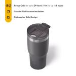 RTIC 20oz Essential Tumbler with Lid, Ceramic Lined, Insulated, Stainless Steel, Metal, Double Wall Vacuum-Insulation, Travel Cup for Iced Coffee, Tea, Hot and Cold Drink, Graphite