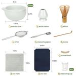 Joiish Matcha Whisk Set, 10-Pcs Matcha Kit, Bamboo Whisk and Bowl with Spout & Measuring Spoon & Cup, Japanese Macha Tea Making Tools Gift, Grey