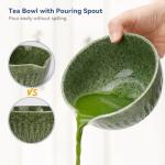 Joiish Matcha Whisk Set, 10-Pcs Matcha Kit, Bamboo Whisk and Bowl with Spout & Measuring Spoon & Cup, Japanese Tea Making Tools, Complete Matcha Gift Set for Starter, Mottled Green