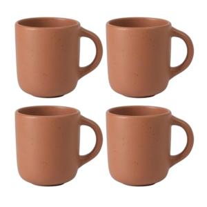 Bloomhouse - Two Time Oprah's Favorite Things Winner - Corsica Clay 4-Piece Mug Set – Burnt Apricot Terracotta Stoneware Coffee & Tea Cups, Durable Ceramic Drinkware