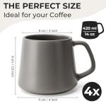 MIAMIO - Coffee Mugs Set of 4 / Large Ceramic Coffee Cups (14 oz) - Mug for Cappuccino, Tea, Espresso - Microwave and Dishwasher Safe - Luxe Collection (Classic Pastel)