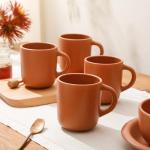 Bloomhouse - Two Time Oprah's Favorite Things Winner - Corsica Clay 4-Piece Mug Set – Burnt Apricot Terracotta Stoneware Coffee & Tea Cups, Durable Ceramic Drinkware