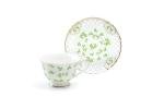 Gracie China Shop Grace Teaware Shamrock Fine Porcelain Tea Cup and Saucer Set with Pierced Design Hand Painted Gold Detailing, Regular