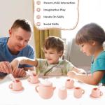 MCGMITT Silicone Tea Party Set, Toy Tea Set for Toddlers Kids, Includes Teapot, 4 Tea Cup and Coasters, Creamer, Sugar Bowl, 4 Spoon, Dishwasher Safe Pretend Teapot Set for Girls Boys Birthday Gifts