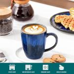 vancasso STARRY Ceramic Coffee Mug Set of 6, 16 Oz Tea Cups with Handle for Latte, Tea, Cappuccino, Milk, Cocoa, Microwave&Dishwasher Safe, Blue