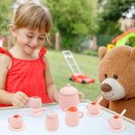 MCGMITT Silicone Tea Party Set, Toy Tea Set for Toddlers Kids, Includes Teapot, 4 Tea Cup and Coasters, Creamer, Sugar Bowl, 4 Spoon, Dishwasher Safe Pretend Teapot Set for Girls Boys Birthday Gifts