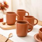 Bloomhouse - Two Time Oprah's Favorite Things Winner - Corsica Clay 4-Piece Mug Set – Burnt Apricot Terracotta Stoneware Coffee & Tea Cups, Durable Ceramic Drinkware