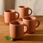 Bloomhouse - Two Time Oprah's Favorite Things Winner - Corsica Clay 4-Piece Mug Set – Burnt Apricot Terracotta Stoneware Coffee & Tea Cups, Durable Ceramic Drinkware