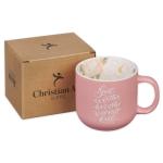 Christian Art Gifts Large Novelty Inspirational Ceramic Coffee & Tea Mug for Women: God is Within Her Encouraging Scripture, Microwave & Dishwasher Safe, Pink, 15 oz.