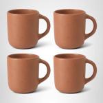 Bloomhouse - Two Time Oprah's Favorite Things Winner - Corsica Clay 4-Piece Mug Set – Burnt Apricot Terracotta Stoneware Coffee & Tea Cups, Durable Ceramic Drinkware
