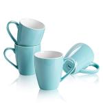 Sweese Porcelain Coffee Mugs - 16 Ounce (Top to the Rim) for Coffee, Latte, Tea, Cocoa, Set of 4, Turquoise