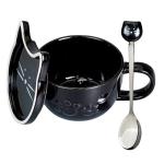 Koolkatkoo Black Cat Mug Coffee Cups Ceramic - Tea Cup with Lid and Spoon, Animals Hidden inside Mug, Cat Gifts for Cat Lovers, Holiday Christmas Gifts, 10oz