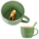 Squirrel Gifts for Women Men Cute Squirrel Ceramic Mug Hidden 3D Animal Inside Unqiue Coffee Mug Tea Cup with Lid Spoon Cool Stuff Home Decor Christmas Birthday Gifts for Her Friends Sisters Besties