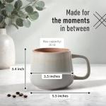 Ava Nord Large Ceramic Coffee Mugs Set of 4 | 16 oz Stoneware Coffee Cups | Lead-Free, Non-Toxic | Microwave and Dishwasher Safe | Comfortable Handle | Nordic Design for Tea, Cocoa, Latte | Sage Ash