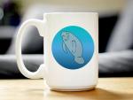 Bevvee Manatee Coffee Mug - Cute Ocean Animals Themed Decor and Gifts for Sea Creature Lovers - Large 15oz White Ceramic Mug
