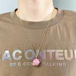 COLORFUL BLING Funny Stacked Enamel Teacup Necklace 3D Coffee Cup Teapot Pendant Necklace Elegant Teacup Long Sweater Necklace for Women-Pink