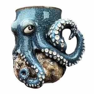 Cthulhu-Inspired Pirate Beer Mug, 3D Octopus Sea Monster Design Beer Mug with Tentacle Handle, Unique Animal Water Cup, Home Office Kitchen Decoration Collection Gift