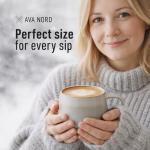 Ava Nord Large Ceramic Coffee Mugs Set of 4 | 16 oz Stoneware Coffee Cups | Lead-Free, Non-Toxic | Microwave and Dishwasher Safe | Comfortable Handle | Nordic Design for Tea, Cocoa, Latte | Sage Ash