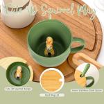 Squirrel Gifts for Women Men Cute Squirrel Ceramic Mug Hidden 3D Animal Inside Unqiue Coffee Mug Tea Cup with Lid Spoon Cool Stuff Home Decor Christmas Birthday Gifts for Her Friends Sisters Besties