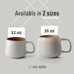 Ava Nord Large Ceramic Coffee Mugs Set of 4 | 16 oz Stoneware Coffee Cups | Lead-Free, Non-Toxic | Microwave and Dishwasher Safe | Comfortable Handle | Nordic Design for Tea, Cocoa, Latte | Sage Ash