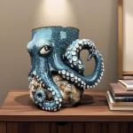Cthulhu-Inspired Pirate Beer Mug, 3D Octopus Sea Monster Design Beer Mug with Tentacle Handle, Unique Animal Water Cup, Home Office Kitchen Decoration Collection Gift