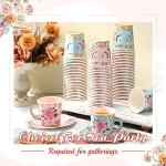 Umigy 60 Sets Tea Party Decorations Floral Paper Tea Cups with Handle and Plates Disposable Blossom Teacups and Saucers Sets with Tape for Hot Cold Drink Birthday(Pink, Blue,6.5 oz)