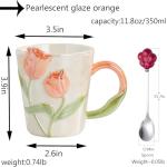 DTIUYIOP] Hand Drawn Ceramic Coffee Mug 12 Oz, Personalized Cute Tea Cup for Women, Unique Gift for Mom Wife Best Friend, Home Office Use，orange color