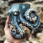 Cthulhu-Inspired Pirate Beer Mug, 3D Octopus Sea Monster Design Beer Mug with Tentacle Handle, Unique Animal Water Cup, Home Office Kitchen Decoration Collection Gift
