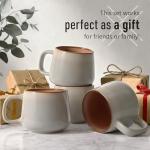 Ava Nord Large Ceramic Coffee Mugs Set of 4 | 16 oz Stoneware Coffee Cups | Lead-Free, Non-Toxic | Microwave and Dishwasher Safe | Comfortable Handle | Nordic Design for Tea, Cocoa, Latte | Sage Ash