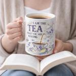 I Am The Tea That You Are Having Mug, Funny Movie Quote Tea Cup, Ceramic Coffee Mug for Film Lovers, Book Lovers and Tea Drinkers, Aesthetic Floral Teapot Design, Microwave Dishwasher Safe Gift