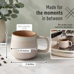 Ava Nord Ceramic Coffee Mugs Set of 4 | 12 oz Stoneware Coffee Cups | Lead-Free, Non-Toxic | Microwave and Dishwasher Safe | Comfortable Handle | Modern Nordic Design for Tea and Latte | Rose Sand