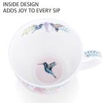 Spring Hummingbird Hug Mug - 20oz Pink Bone China Coffee Tea Mug with Floral Vine & Fluttering Hummingbirds, Thoughtful Gift for Nature or Bird Lovers, Designed in England by Harvest Green Studio