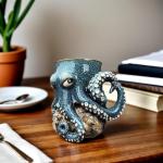 Cthulhu-Inspired Pirate Beer Mug, 3D Octopus Sea Monster Design Beer Mug with Tentacle Handle, Unique Animal Water Cup, Home Office Kitchen Decoration Collection Gift