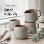 Ava Nord Large Ceramic Coffee Mugs Set of 4 | 16 oz Stoneware Coffee Cups | Lead-Free, Non-Toxic | Microwave and Dishwasher Safe | Comfortable Handle | Nordic Design for Tea, Cocoa, Latte | Sage Ash