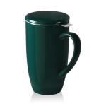 Sweejar Porcelain Tea Infuser Mug with Lid, 20 oz Teacup with Strainers for Loose Leaf Tea, Microwave and Dishwasher Safe Coffee Mug(Jade)