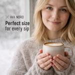 Ava Nord Ceramic Coffee Mugs Set of 4 | 12 oz Stoneware Coffee Cups | Lead-Free, Non-Toxic | Microwave and Dishwasher Safe | Comfortable Handle | Modern Nordic Design for Tea and Latte | Rose Sand