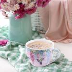 Spring Hummingbird Hug Mug - 20oz Pink Bone China Coffee Tea Mug with Floral Vine & Fluttering Hummingbirds, Thoughtful Gift for Nature or Bird Lovers, Designed in England by Harvest Green Studio