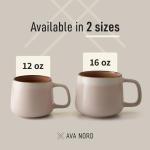 Ava Nord Ceramic Coffee Mugs Set of 4 | 12 oz Stoneware Coffee Cups | Lead-Free, Non-Toxic | Microwave and Dishwasher Safe | Comfortable Handle | Modern Nordic Design for Tea and Latte | Rose Sand