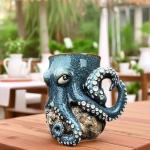 Cthulhu-Inspired Pirate Beer Mug, 3D Octopus Sea Monster Design Beer Mug with Tentacle Handle, Unique Animal Water Cup, Home Office Kitchen Decoration Collection Gift