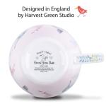 Spring Hummingbird Hug Mug - 20oz Pink Bone China Coffee Tea Mug with Floral Vine & Fluttering Hummingbirds, Thoughtful Gift for Nature or Bird Lovers, Designed in England by Harvest Green Studio