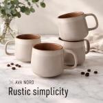 Ava Nord Ceramic Coffee Mugs Set of 4 | 12 oz Stoneware Coffee Cups | Lead-Free, Non-Toxic | Microwave and Dishwasher Safe | Comfortable Handle | Modern Nordic Design for Tea and Latte | Rose Sand